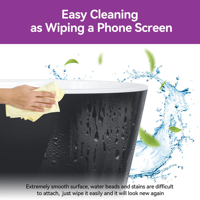 Matte Black Bathtub with Acrylic and Side Drain Model TU59B