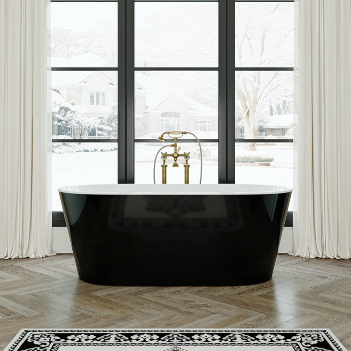 Matte Black Bathtub with Acrylic and Side Drain Model TU59B