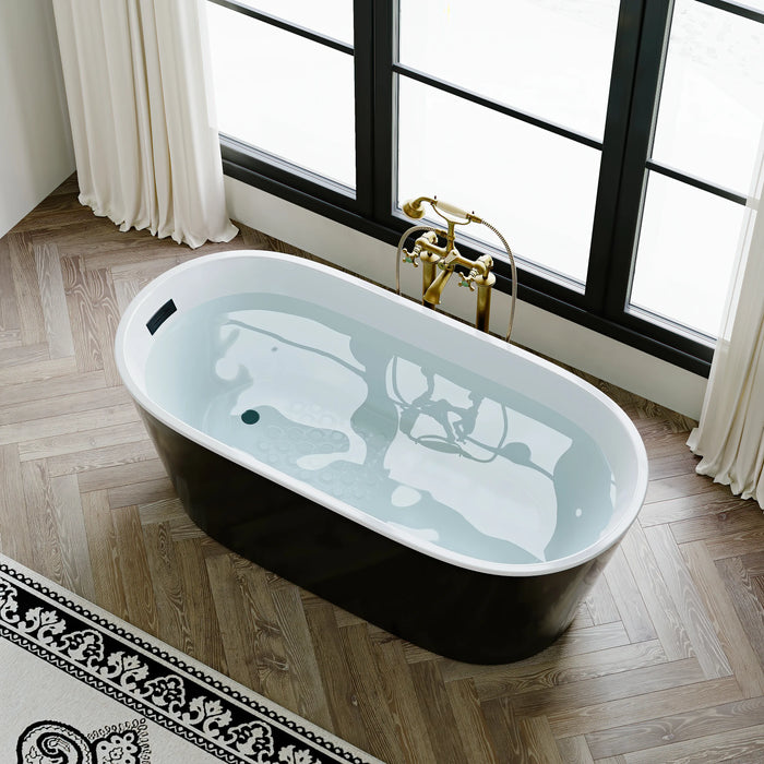 Matte Black Bathtub with Acrylic and Side Drain Model TU59B