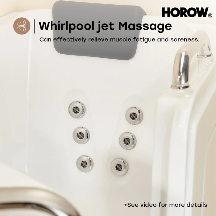 HOROW WT52-LE Walk-In Bathtub with Massage & Shower – Safe Soaking Tub for Seniors