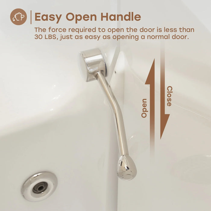 HOROW WT52-LE Walk-In Bathtub with Massage & Shower – Safe Soaking Tub for Seniors