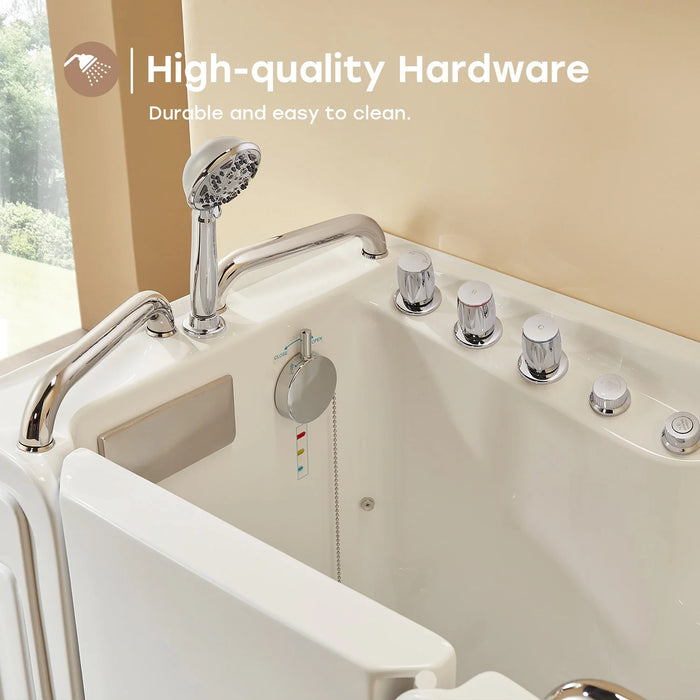 HOROW WT52-LE Walk-In Bathtub with Massage & Shower – Safe Soaking Tub for Seniors