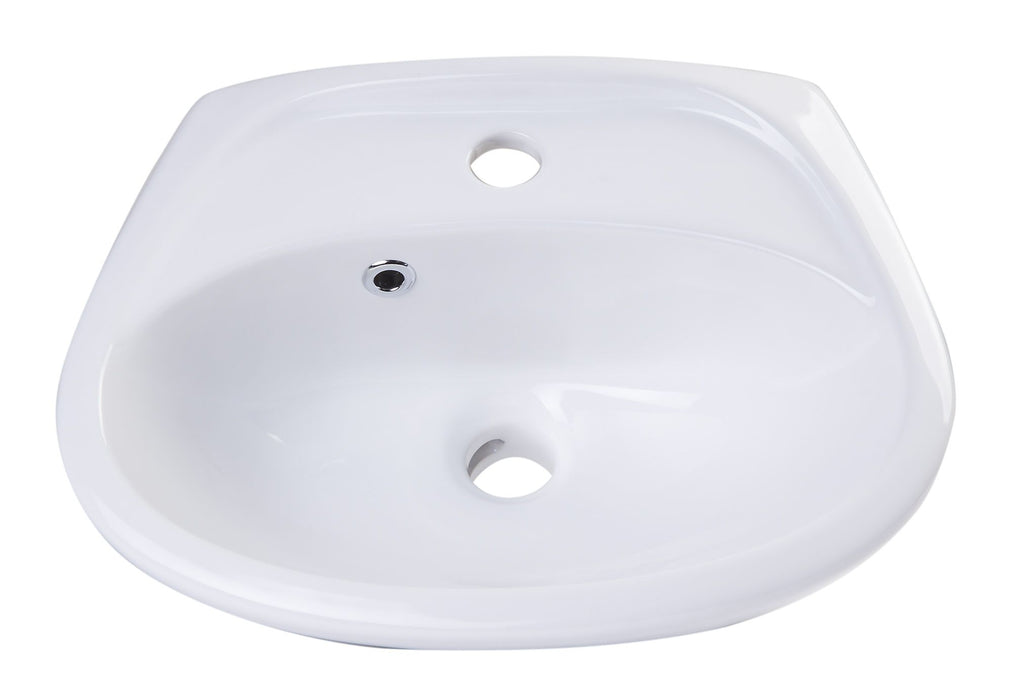 ALFI brand AB106 White Rounded Porcelain Wall Mount Bathroom Sink Basin