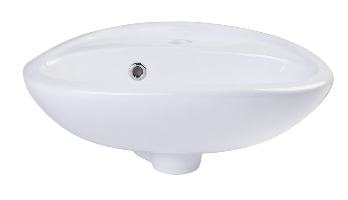 ALFI brand AB106 White Rounded Porcelain Wall Mount Bathroom Sink Basin