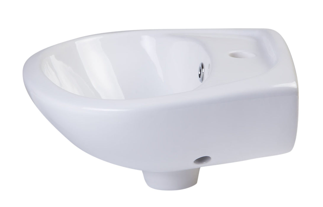ALFI brand AB106 White Rounded Porcelain Wall Mount Bathroom Sink Basin