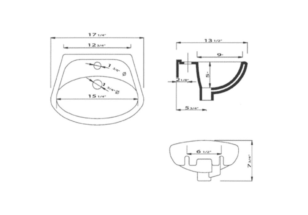 ALFI brand AB106 White Rounded Porcelain Wall Mount Bathroom Sink Basin
