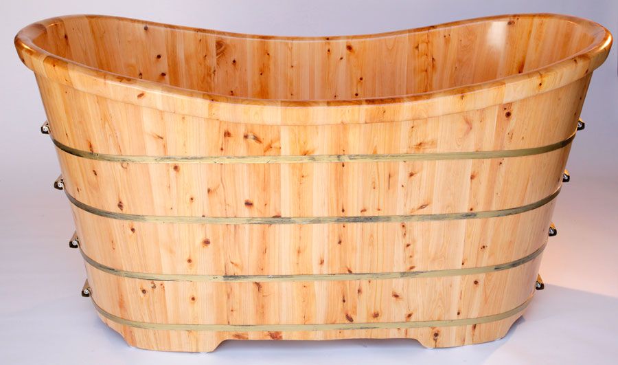 ALFI brand AB1105 63'' Free Standing Cedar Wooden Bathtub