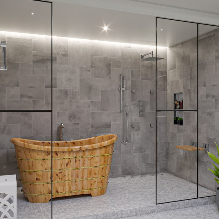 ALFI brand AB1105 63'' Free Standing Cedar Wooden Bathtub