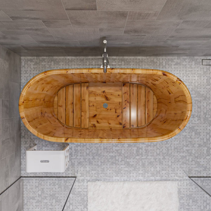 ALFI brand AB1105 63'' Free Standing Cedar Wooden Bathtub