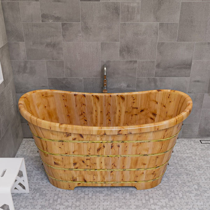 ALFI brand AB1105 63'' Free Standing Cedar Wooden Bathtub