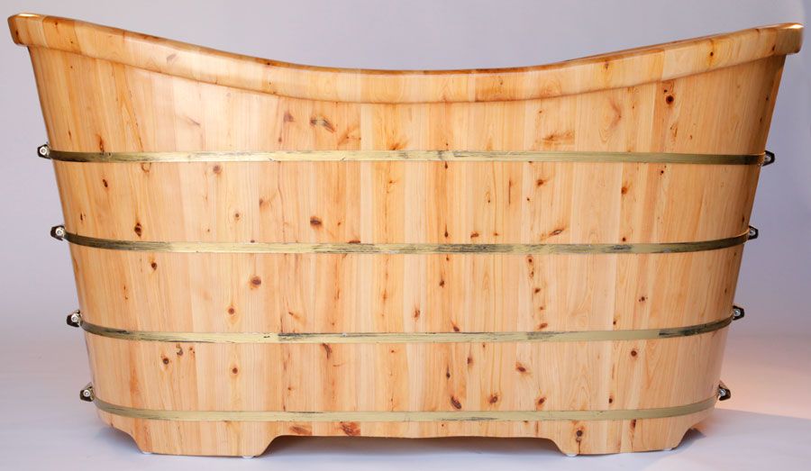 ALFI brand AB1105 63'' Free Standing Cedar Wooden Bathtub