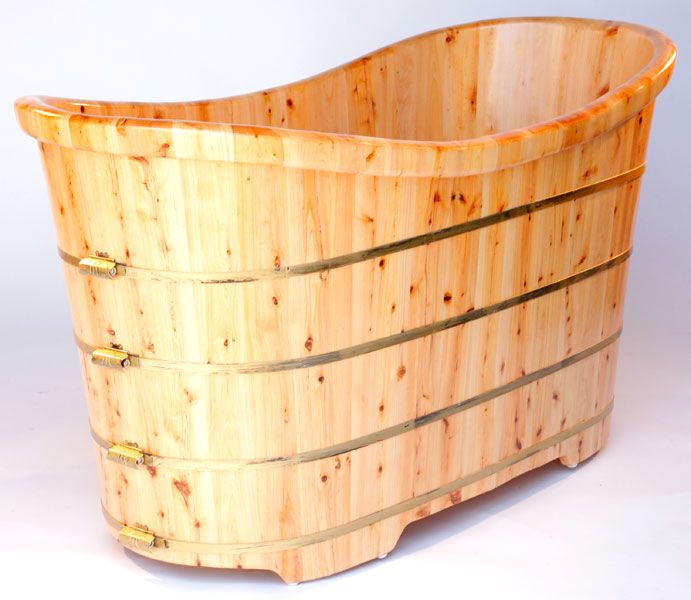 ALFI brand AB1105 63'' Free Standing Cedar Wooden Bathtub