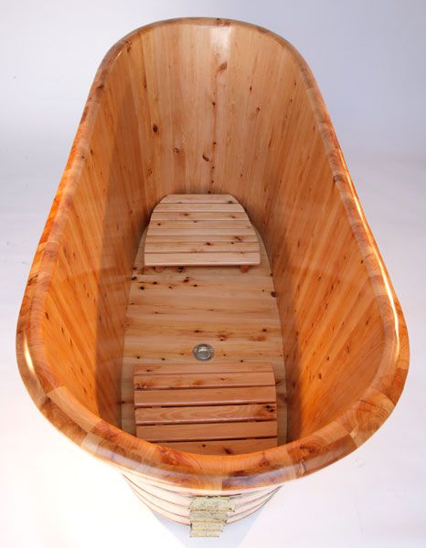 ALFI brand AB1105 63'' Free Standing Cedar Wooden Bathtub