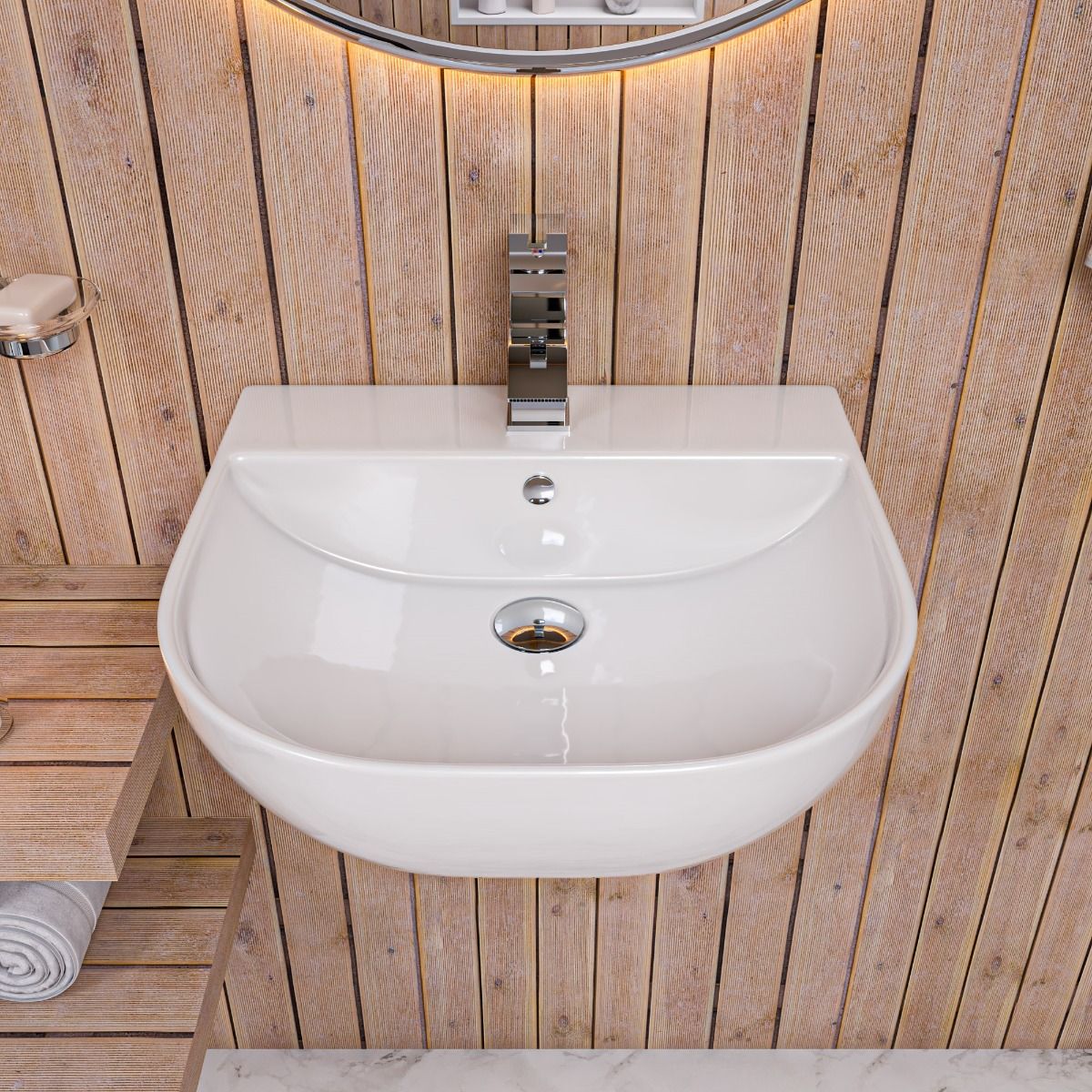 ALFI brand AB110 20" White D-Bowl Porcelain Wall Mounted Bath Sink