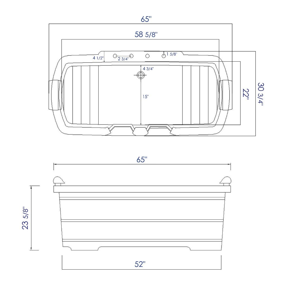 ALFI brand AB1130 65" 2 Person Free Standing Cedar Wooden Bathtub with Fixtures & Headrests