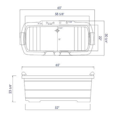 ALFI brand AB1130 65" 2 Person Free Standing Cedar Wooden Bathtub with Fixtures & Headrests