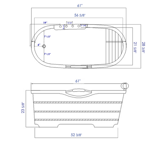 ALFI brand AB1136 61'' Free Standing Cedar Wooden Bathtub with Tub Filler