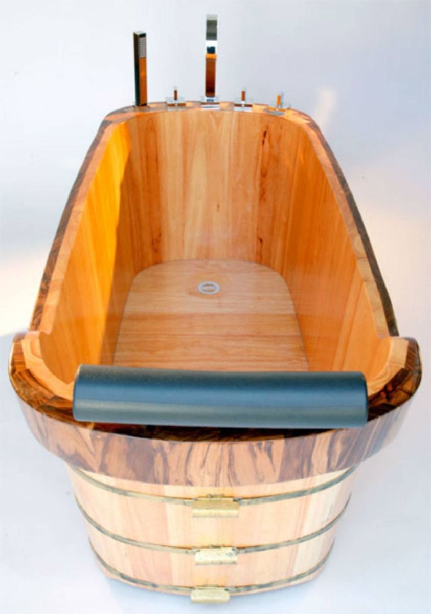 ALFI brand AB1148 59'' Free Standing Wooden Bathtub with Tub Filler