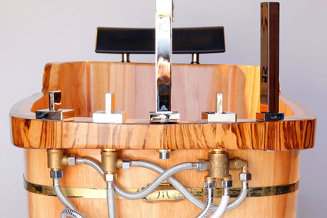 ALFI brand AB1148 59'' Free Standing Wooden Bathtub with Tub Filler