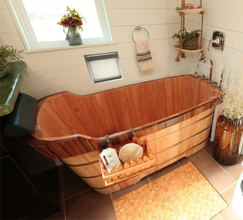 ALFI brand AB1148 59'' Free Standing Wooden Bathtub with Tub Filler