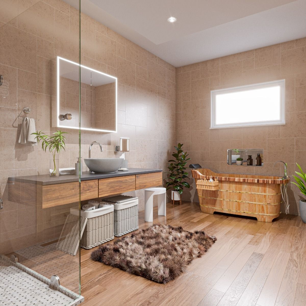 ALFI brand AB1148 59'' Free Standing Wooden Bathtub with Tub Filler