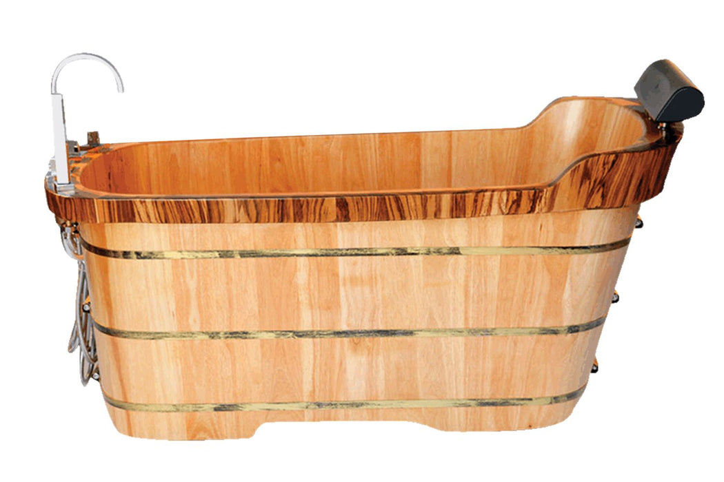 ALFI brand AB1148 59'' Free Standing Wooden Bathtub with Tub Filler