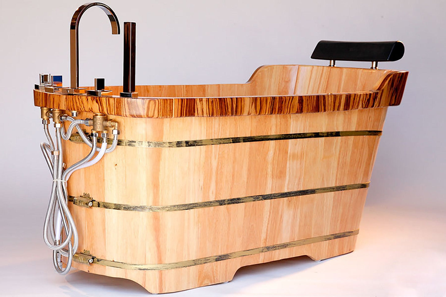 ALFI brand AB1148 59'' Free Standing Wooden Bathtub with Tub Filler