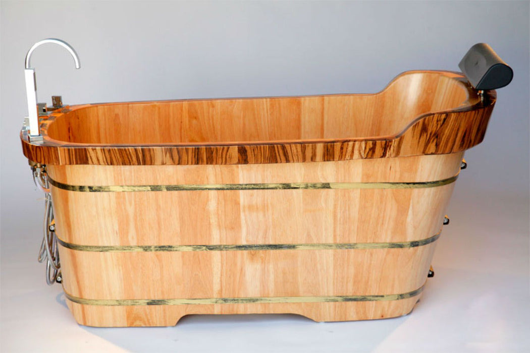ALFI brand AB1148 59'' Free Standing Wooden Bathtub with Tub Filler