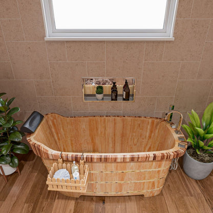 ALFI brand AB1148 59'' Free Standing Wooden Bathtub with Tub Filler