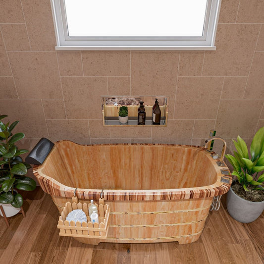 ALFI brand AB1148 59'' Free Standing Wooden Bathtub with Tub Filler