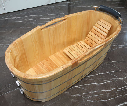ALFI brand AB1163 61'' Free Standing Wooden BathTub with Headrest