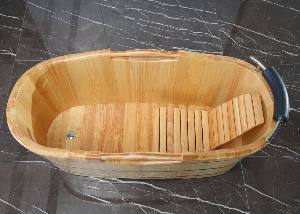 ALFI brand AB1163 61'' Free Standing Wooden BathTub with Headrest