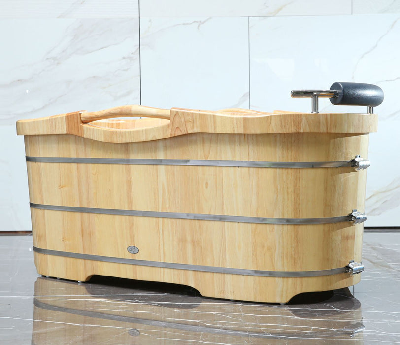 ALFI brand AB1163 61'' Free Standing Wooden BathTub with Headrest