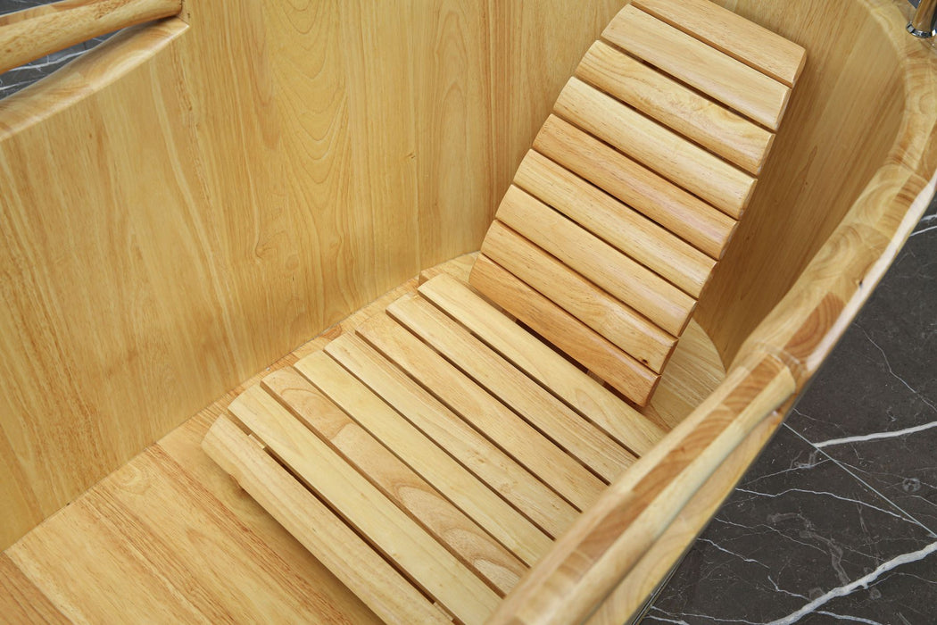 ALFI brand AB1163 61'' Free Standing Wooden BathTub with Headrest