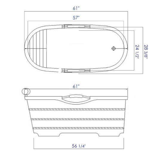 ALFI brand AB1163 61'' Free Standing Wooden BathTub with Headrest
