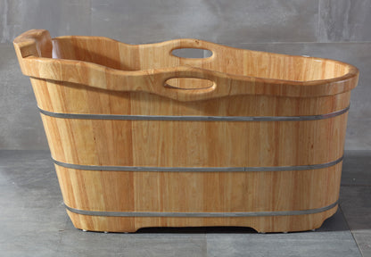 ALFI brand AB1187 57" Free Standing Wooden Soaking Bathtub with Headrest