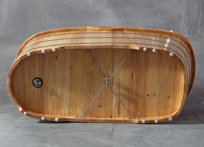 ALFI brand AB1187 57" Free Standing Wooden Soaking Bathtub with Headrest