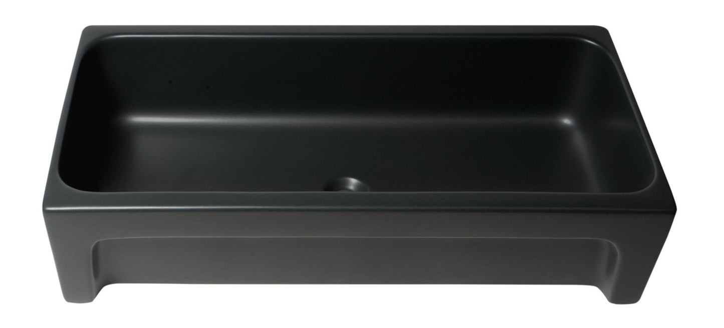 ALFI brand AB36TRBM 36" Black Matte Above Mount Fireclay Bathroom Trough Sink