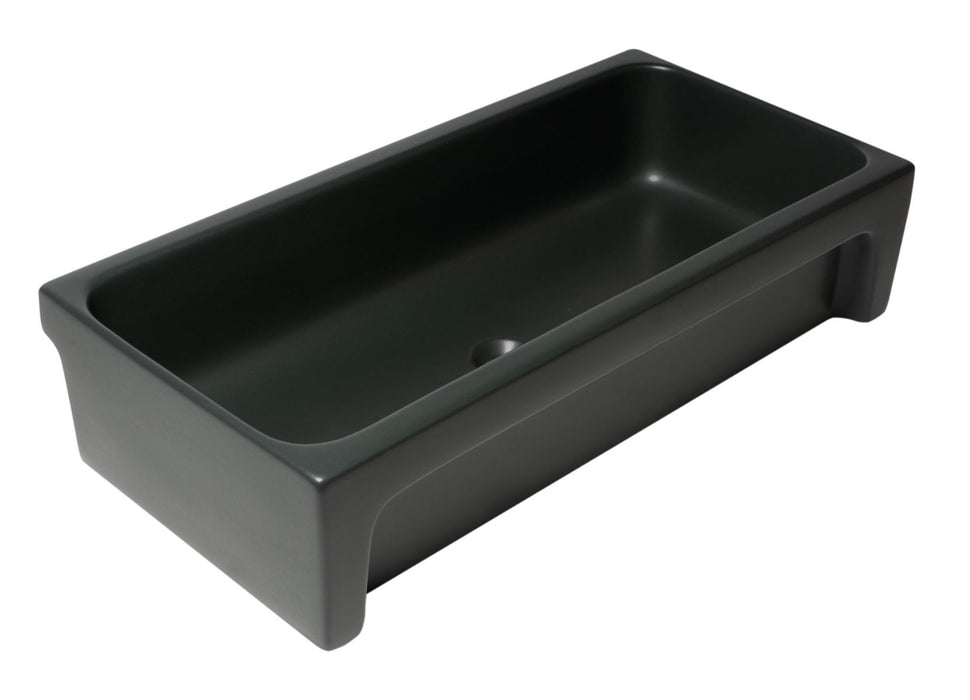 ALFI brand AB36TRBM 36" Black Matte Above Mount Fireclay Bathroom Trough Sink