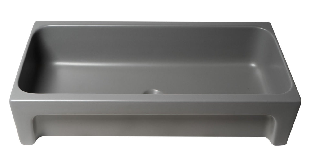 ALFI brand AB36TRGM 36" Grey Matte Above Mount Fireclay Bathroom Trough Sink