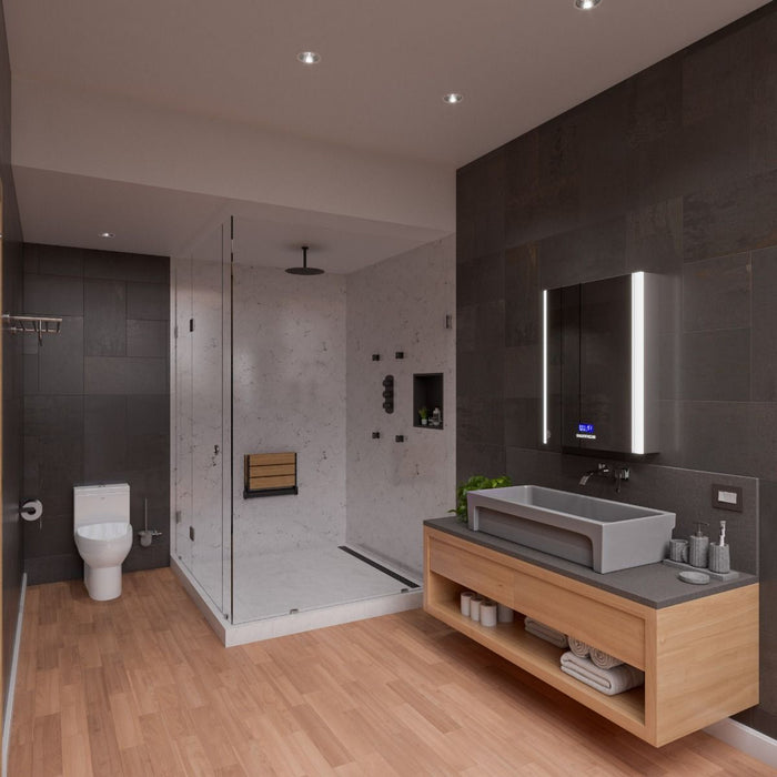 ALFI brand AB36TRGM 36" Grey Matte Above Mount Fireclay Bathroom Trough Sink