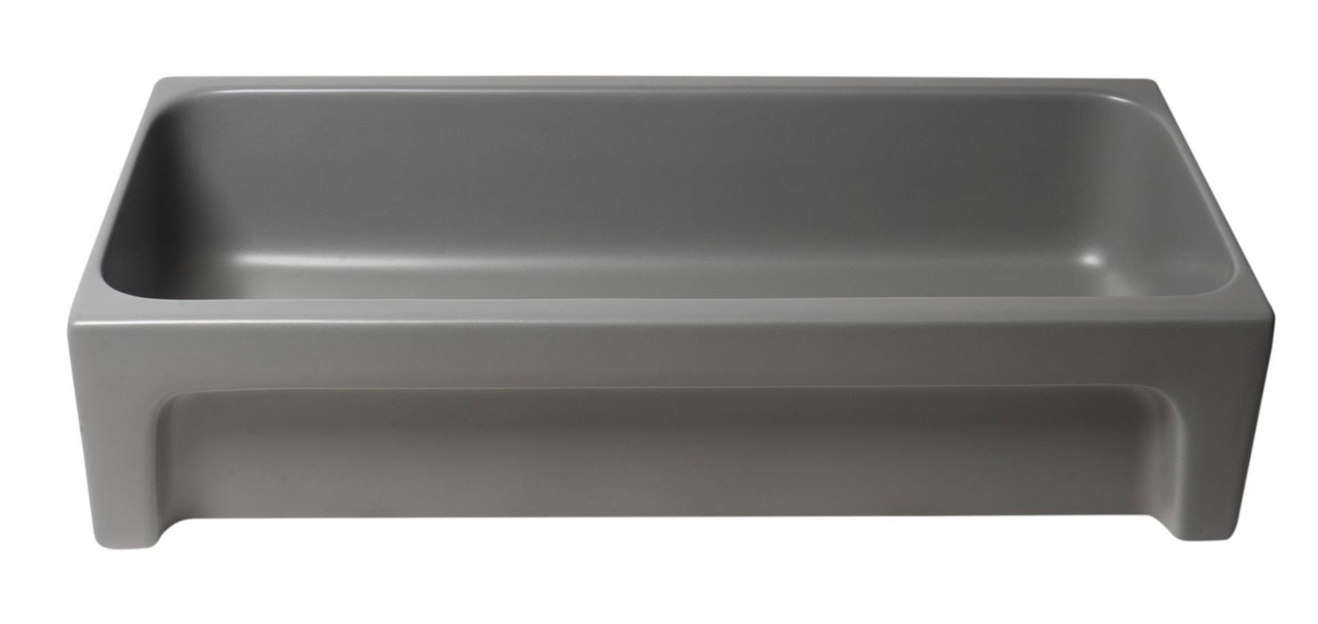 ALFI brand AB36TRGM 36" Grey Matte Above Mount Fireclay Bathroom Trough Sink