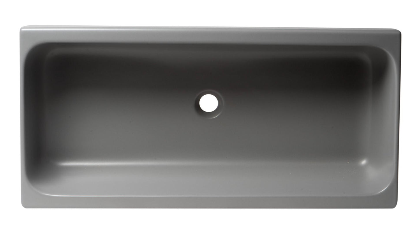 ALFI brand AB36TRGM 36" Grey Matte Above Mount Fireclay Bathroom Trough Sink
