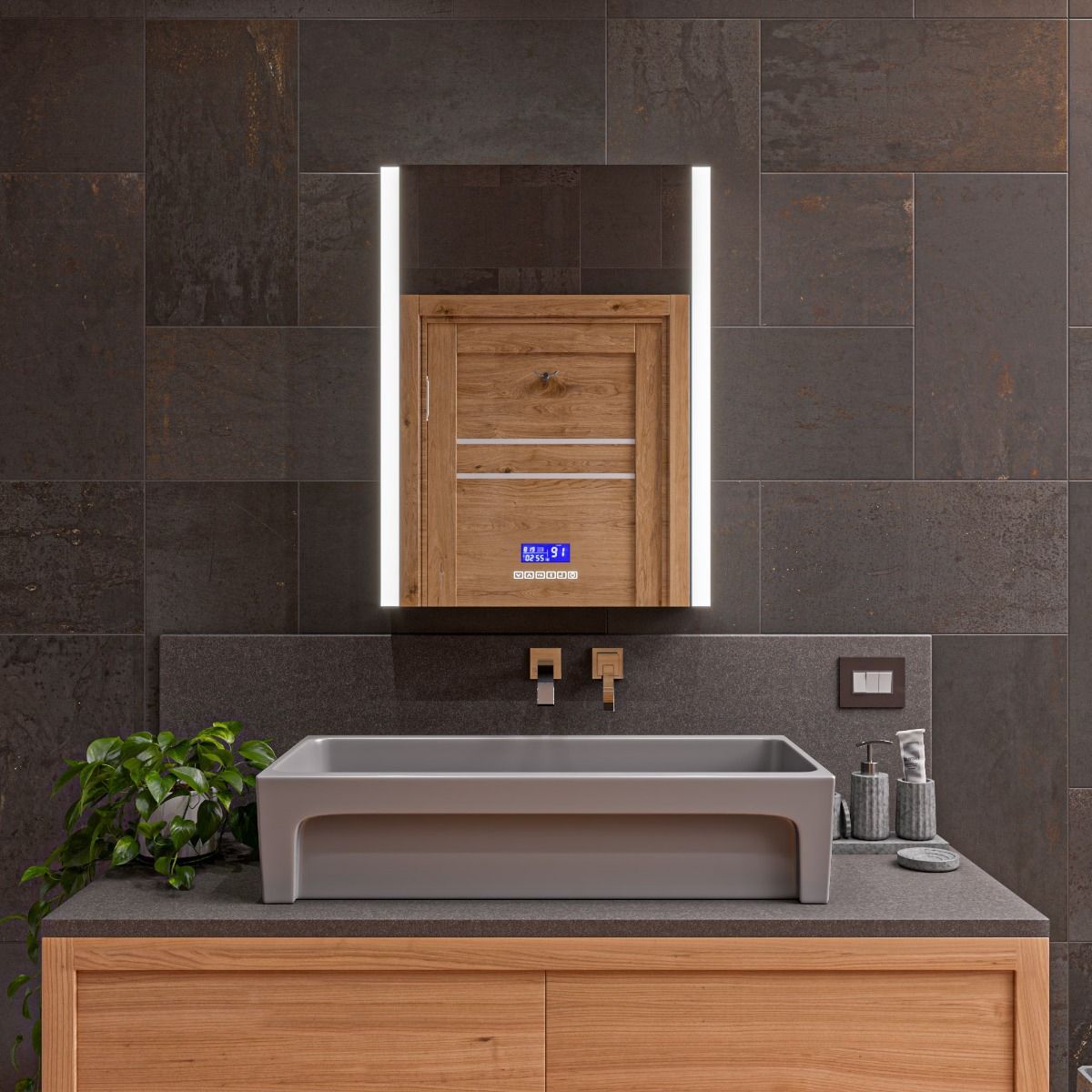ALFI brand AB36TRGM 36" Grey Matte Above Mount Fireclay Bathroom Trough Sink