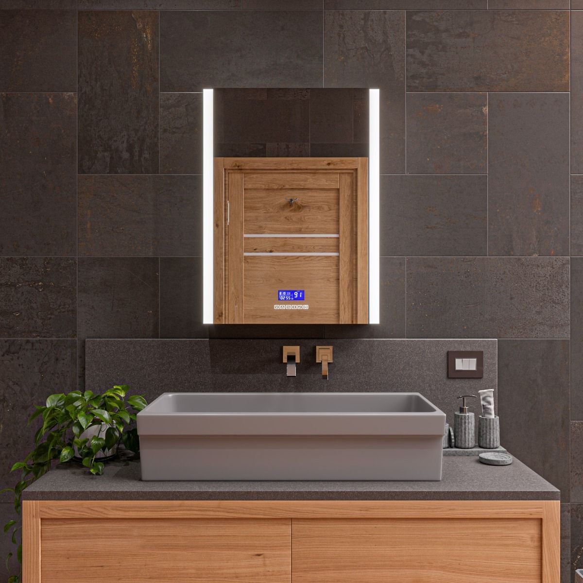ALFI brand AB36TRGM 36" Grey Matte Above Mount Fireclay Bathroom Trough Sink