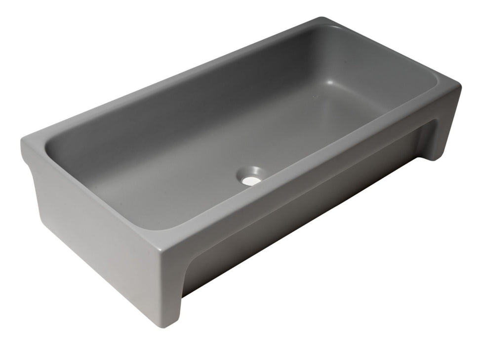 ALFI brand AB36TRGM 36" Grey Matte Above Mount Fireclay Bathroom Trough Sink