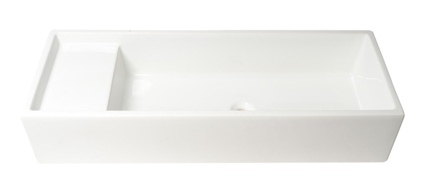 ALFI brand AB39TR 39" White Above Mount Fireclay Bathroom Trough Sink
