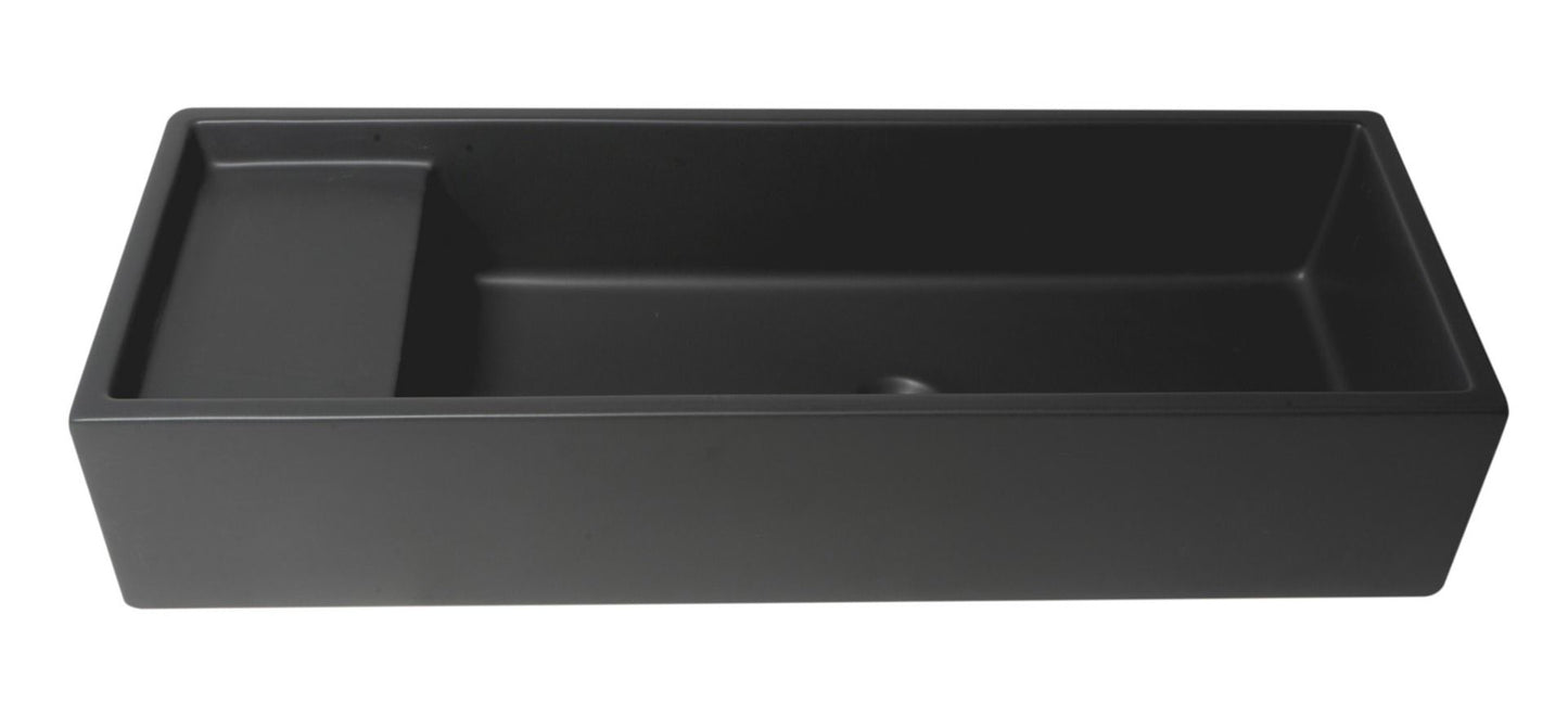 ALFI brand AB39TRBM 39" Black Matte Above Mount Fireclay Bathroom Trough Sink