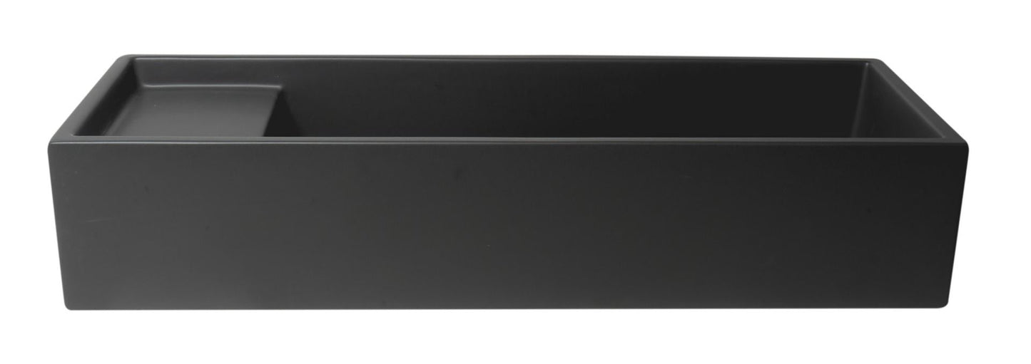 ALFI brand AB39TRBM 39" Black Matte Above Mount Fireclay Bathroom Trough Sink