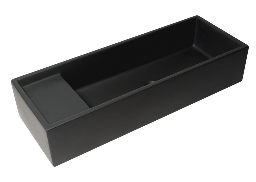 ALFI brand AB39TRBM 39" Black Matte Above Mount Fireclay Bathroom Trough Sink